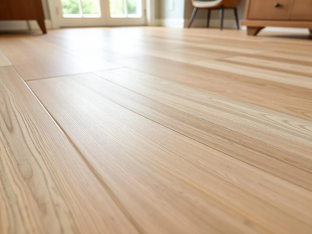 Close up of large format wood look porcelain tile with thin grout joints in Scottsdale, AZ