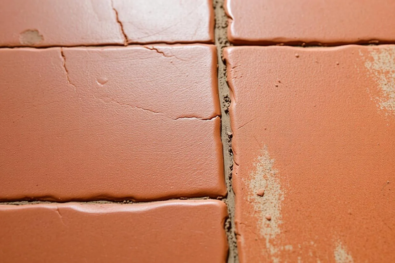 Detail of terracotta Saltillo tile with sealed and worn areas side by side in Scottsdale, AZ